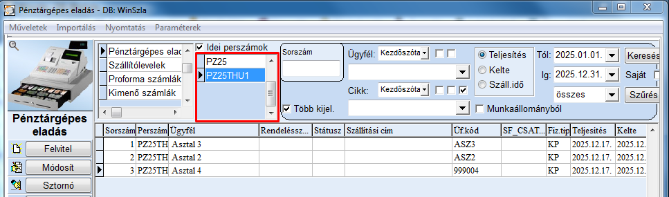 Telephely választó – bemutató képernyőkép