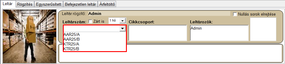 Leltározás – bemutató képernyőkép