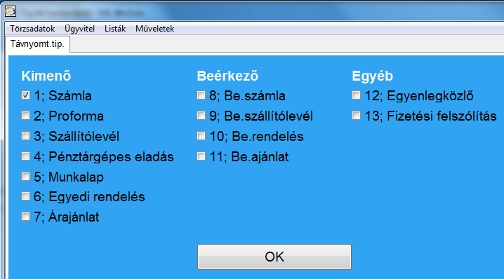 Távnyomtatás – bemutató képernyőkép