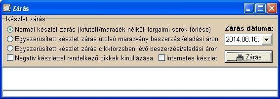 Készlet zárás / nyitás – bemutató képernyőkép